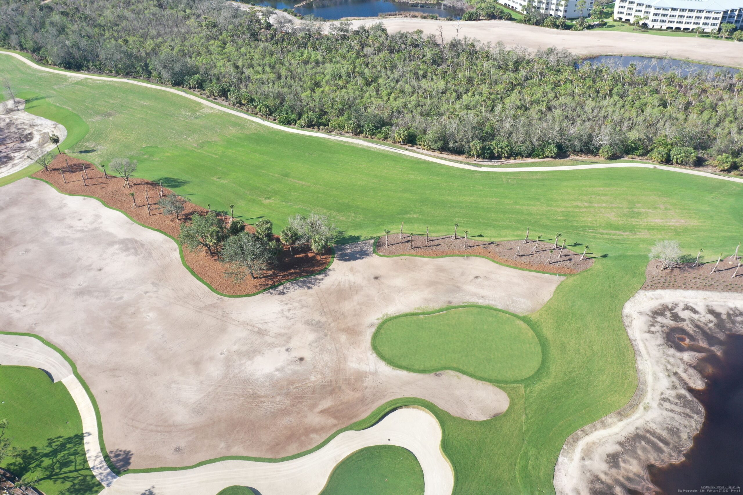 An aerial view of the Saltleaf Golf Preserve, a championship golf course located in Bonita Springs, Florida.