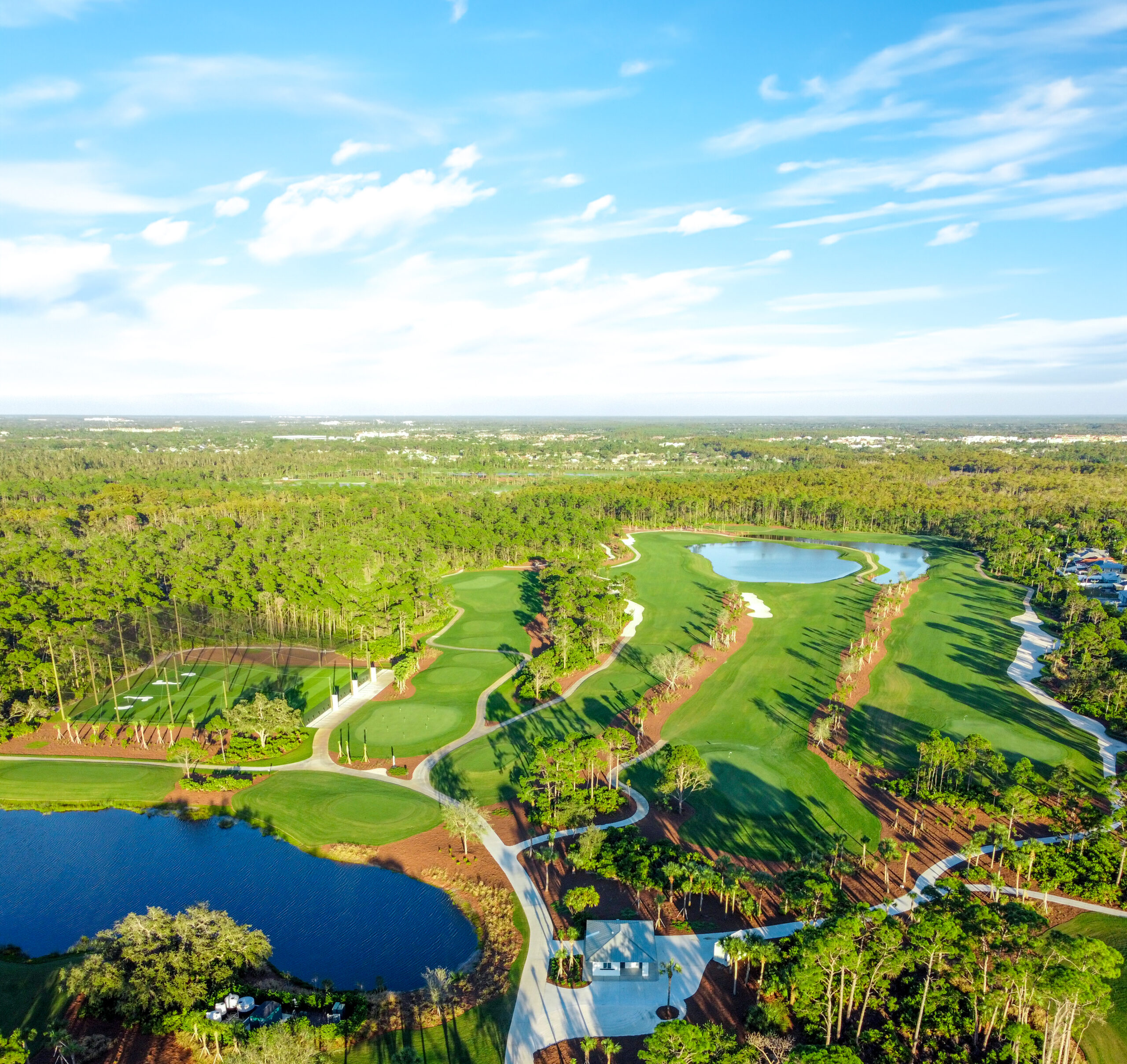 An aerial view of the championship golf course in Bonita Springs.